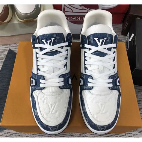 lv white and blue sneakers|louis vuitton white trainers women.